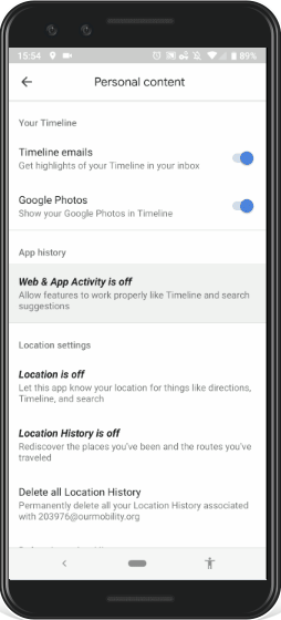 Animated gif showing location settings being enabled