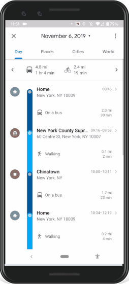 Image showing how to add a place to Google Maps Timeline